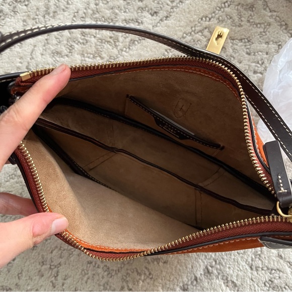 Like New - Ralph Lauren Suede Polo ID Mini Bag in Rust + Chocolate - Picture 7 of 9